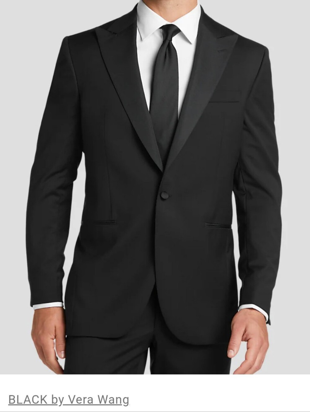 Vera Wang "Black" Slim Fit Peak Lapel 100% Wool Suit Jacket